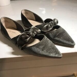Seychelles Clara Velvet Bow Knot Pointed Toe Ballet Flats Olive Green US 10